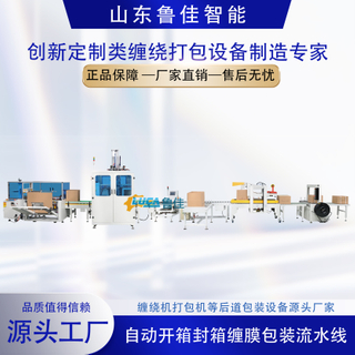 自動開箱封箱纏膜包裝流水線